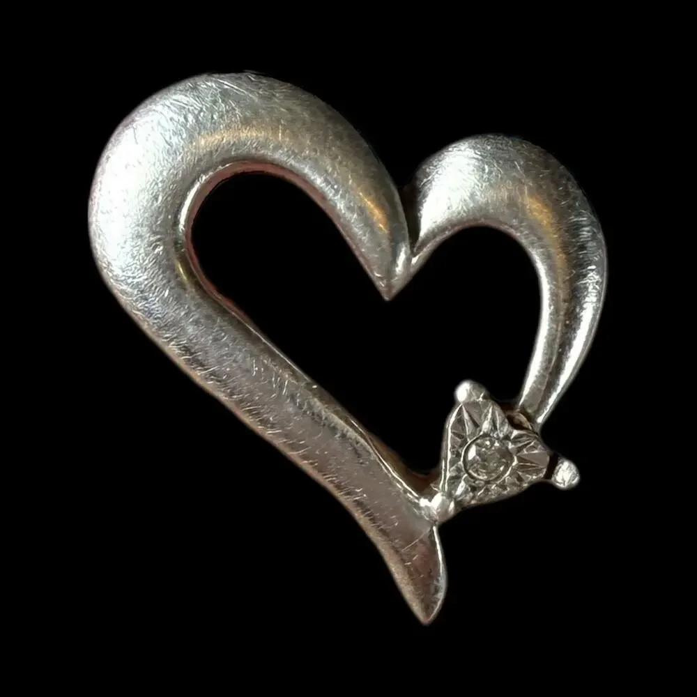 925 Sterling Silver Heart Pendant with Zircon Stone 1.75g